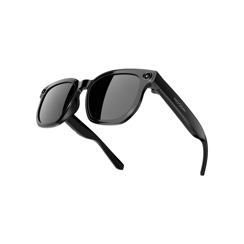 WearProx Vision smart glasses in black, three-quarter right view