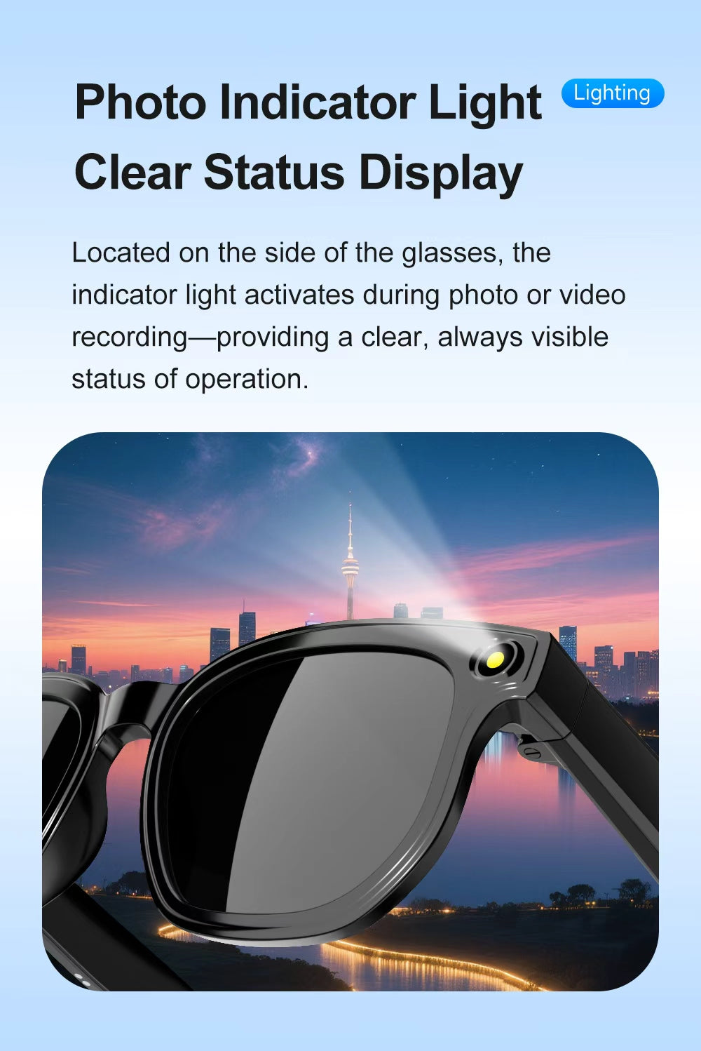 Visible photo and video capture indicator on WearProx Vision